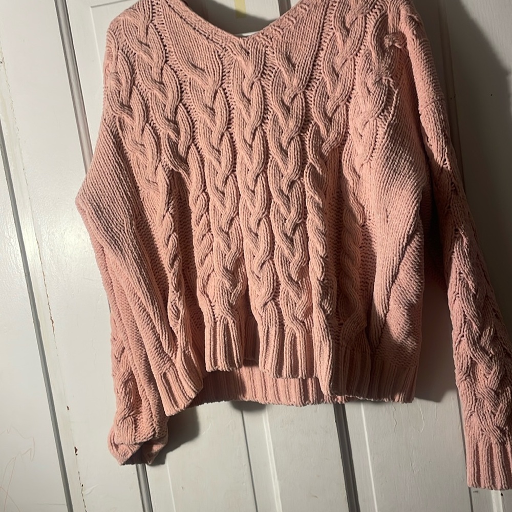 Pink sweater with hood